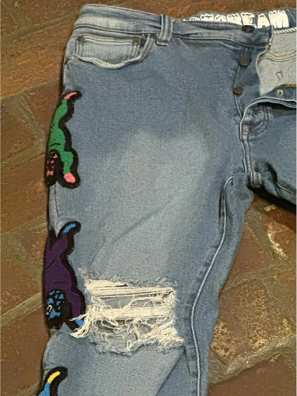 ICECREAM Bill Breaker Distressed Denim Jeans Cones N Bones Men's Size 38